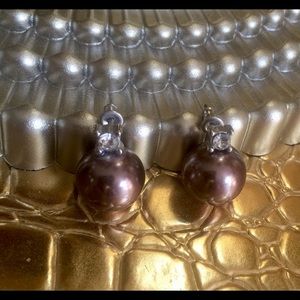 Tahitian pearl earrings w diamond accent